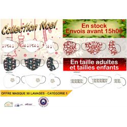 Masques en tissu 50 lavages catégorie 1 HIVER normes AFNOR S76-001 Déstockage