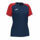 MAILLOT FEMME MANCHES COURTES ACADEMY IV JOMA MARINE/ROUGE