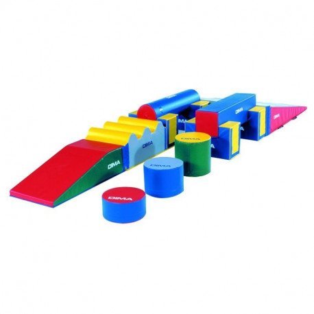 GRAND PARCOURS DE MOTRICITÉ DE L'EQUILIBRE 12 MODULES EN MOUSSE POUR ENFANT DE 3-8 ANS DIMASPORT - K3555