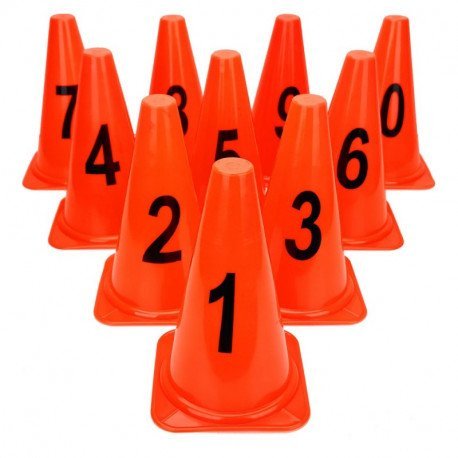 Set de 10 cônes numérotés 23CM COTI de 1 à 10 ZASTOR Set de 10 cônes numérotés 23CM COTI de 1 à 10 ZASTOR
