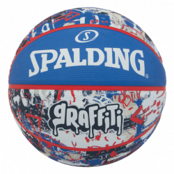 Ballon basket taille 7 GRAFFITI T7 Bleu Rouge outdoor SPALDING DESTOCKAGE