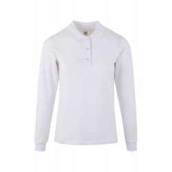 Polo coton HOBART unisexe manches longues blanc MUKUA