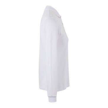 Polo coton HOBART unisexe manches longues blanc MUKUA