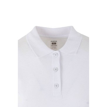 Polo coton femme HOBART manches longues blanc MUKUA