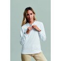 Polo coton femme HOBART 210 grs manches longues blanc MUKUA