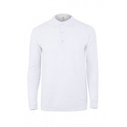 Polo CLIFTON unisexe manches longues blanc MUKUA