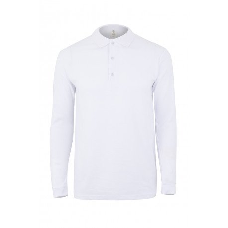 Polo CLIFTON unisexe manches longues blanc MUKUA