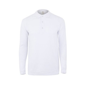 Polo CLIFTON unisexe manches longues blanc MUKUA