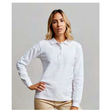 Polo CLIFTON unisexe manches longues blanc MUKUA