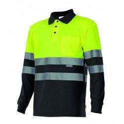 Polo bicolore manches longues Haute Visibilité VELILLA 175