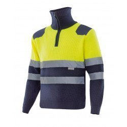 Pull bicolore demi-zip Haute Visibilité VELILLA