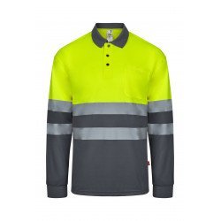 Polo bicolore manches longues Haute Visibilité VELILLA 305507