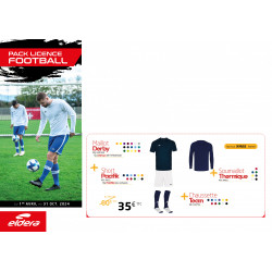 Pack LICENCE Football maillot DERBY + short PACIFIK + chaussettes TEAM + sous-maillot THERMIQUE ELDERA