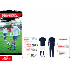 Pack LICENCE Football maillot DERBY + short PACIFIK + chaussettes TEAM + ensemble COMPO ELDERA