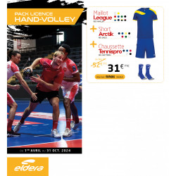 Pack LICENCE Volley/Hand maillot LEAGUE + short ARCTIK + chaussettes TENNIS PRO ELDERA