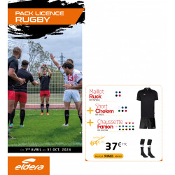 Pack LICENCE Rugby maillot RUCK + short CHELEM + chaussettes FANION ELDERA