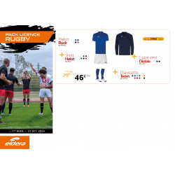 Pack LICENCE Rugby maillot RUCK + short HAKA + chaussettes TEAM + coupe-vent DIABLO ELDERA