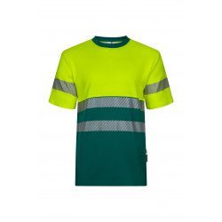T-shirt coton bicolore manches courtes avec bande segmentée Haute Visibilité VELILLA 305509