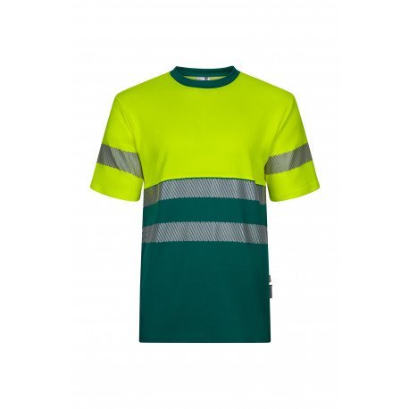 T-shirt coton bicolore manches courtes avec bande segmentée Haute Visibilité VELILLA