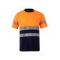 T-shirt coton bicolore manches courtes avec bande segmentée Haute Visibilité VELILLA