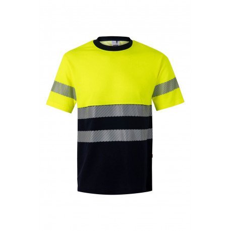 T-shirt coton bicolore manches courtes avec bande segmentée Haute Visibilité VELILLA 305509