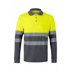 Polo coton bicolore manches longues Haute Visibilité VELILLA 305515