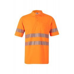 Polo coton manches courtes avec bande segmentée Haute Visibilité VELILLA 305522