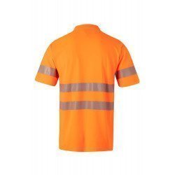 Polo coton manches courtes avec bande segmentée Haute Visibilité VELILLA