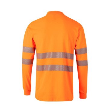 Polo coton manches longues avec bande segmentée Haute Visibilité VELILLA 305524