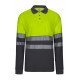 Polo coton bicolore manches longues avec bande segmentée Haute Visibilité VELILLA 305525