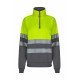 Sweat bicolore demi zippé avec bande segmentée Haute Visibilité VELILLA 305703