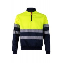 Sweat bicolore demi zippé avec bande segmentée Haute Visibilité VELILLA 305703