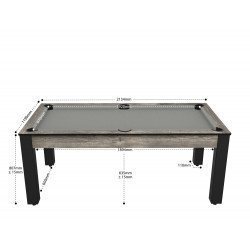 Billard Arizona 7 pieds convertible en table à manger 8 personnes Coloris industriel tapis gris De Faugères