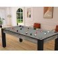 Billard Arizona 7 pieds convertible en table à manger 8 personnes Coloris industriel tapis gris De Faugères Billard Arizona 7 pieds convertible en table à manger 8 personnes Coloris industriel tapis gris De Faugères