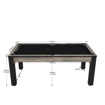 Billard Arizona 7 pieds convertible en table à manger 8 personnes Coloris industriel tapis noir De Faugères A001A021A033A073