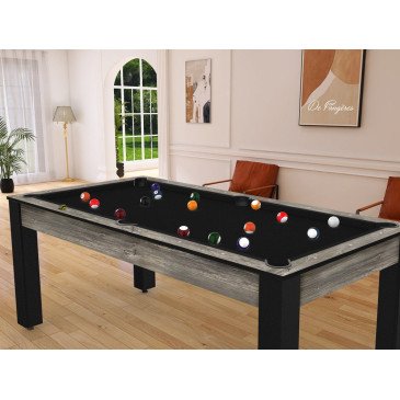 Billard Arizona 7 pieds convertible en table à manger 8 personnes Coloris industriel tapis noir De Faugères A001A021A033A073