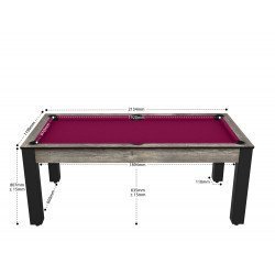 Billard Arizona 7 pieds convertible en table à manger 8 personnes Coloris industriel tapis prune De Faugères