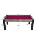 Billard Arizona 7 pieds convertible en table à manger 8 personnes Coloris industriel tapis prune De Faugères