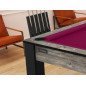 Billard Arizona 7 pieds convertible en table à manger 8 personnes Coloris industriel tapis prune De Faugères Billard Arizona 7 pieds convertible en table à manger 8 personnes Coloris industriel tapis prune De Faugères