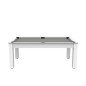 Billard Arizona 7 pieds convertible en table à manger 8 personnes Coloris blanc laqué tapis gris De Faugères