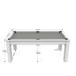 Billard Arizona 7 pieds convertible en table à manger 8 personnes Coloris blanc laqué tapis gris De Faugères