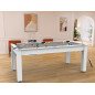 Billard Arizona 7 pieds convertible en table à manger 8 personnes Coloris blanc laqué tapis gris De Faugères