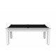 Billard Arizona 7 pieds convertible en table à manger 8 personnes Coloris blanc laqué tapis noir De Faugères A003A021A033A074