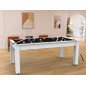 Billard Arizona 7 pieds convertible en table à manger 8 personnes Coloris blanc laqué tapis noir De Faugères