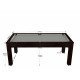 Billard Arizona 7 pieds convertible en table à manger 8 personnes Coloris wengé boisé tapis gris De Faugères A004A020A032A078