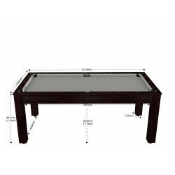 Billard Arizona 7 pieds convertible en table à manger 8 personnes Coloris wengé boisé tapis gris De Faugères