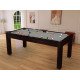 Billard Arizona 7 pieds convertible en table à manger 8 personnes Coloris wengé boisé tapis gris De Faugères A004A020A032A078