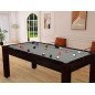 Billard Arizona 7 pieds convertible en table à manger 8 personnes Coloris wengé boisé tapis gris De Faugères