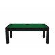 Billard Arizona 7 pieds convertible en table à manger 8 personnes Coloris noir boisé tapis vert De Faugères A005A017A029A079