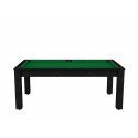 Billard Arizona 7 pieds convertible en table à manger 8 personnes Coloris noir boisé tapis vert De Faugères A005A017A029A079
